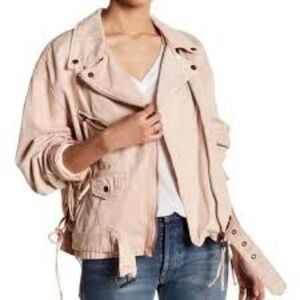 Free People Lace Up Rose Moto Jacket Size XS